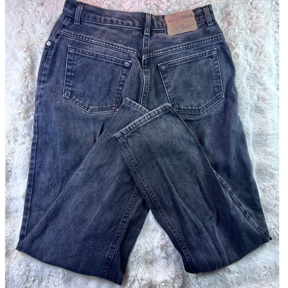 Vintage London Jean High Waisted Straigt Leg Faded Black Denim Jeans Size 10 A10